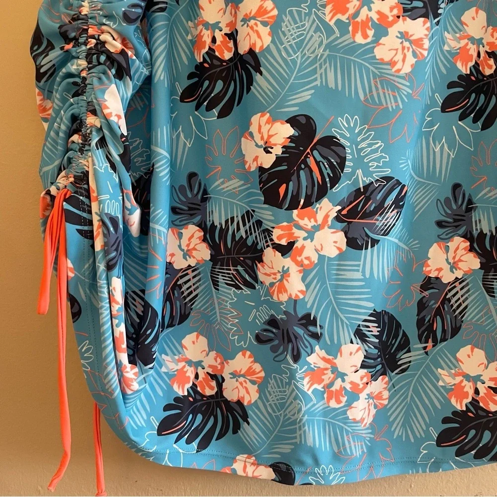 4/$20➡️  ACX Blue & Orange Hawaiian Floral Swim Skort – Plus Size 3X - Picture 6 of 14